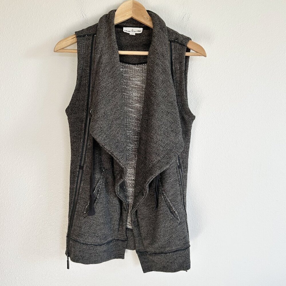 Neon Buddha Vest Womens XS Gray Idyllic Knit Sweater Open Front Lagenlook Moto